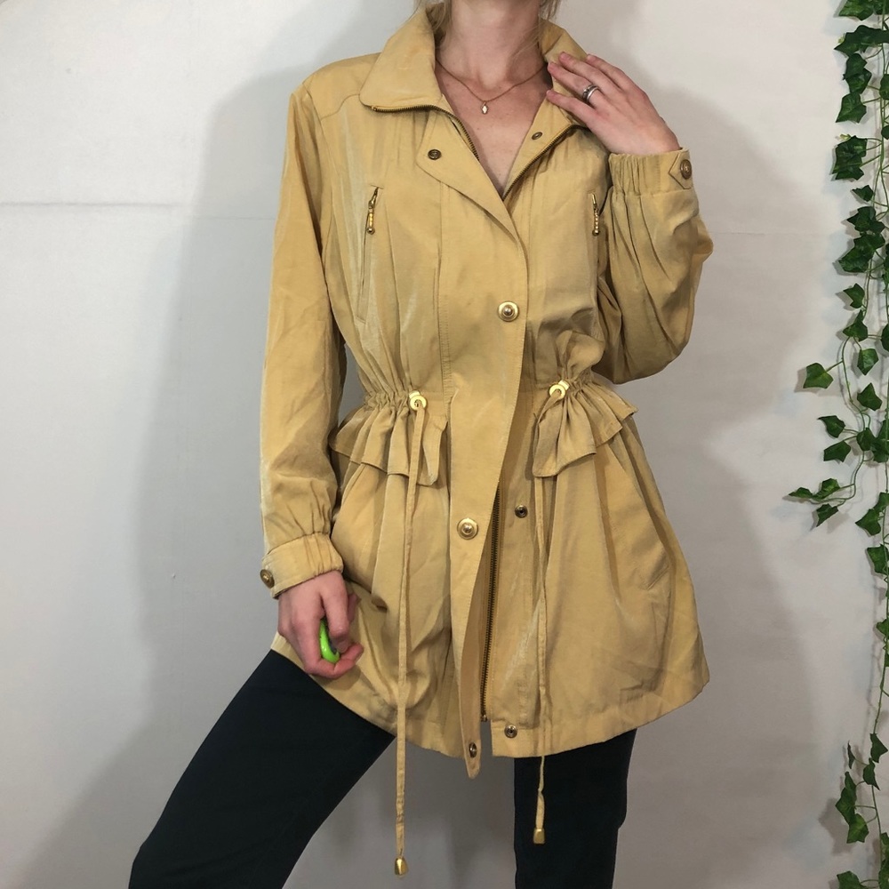 Sexy gold shimmer trench coat